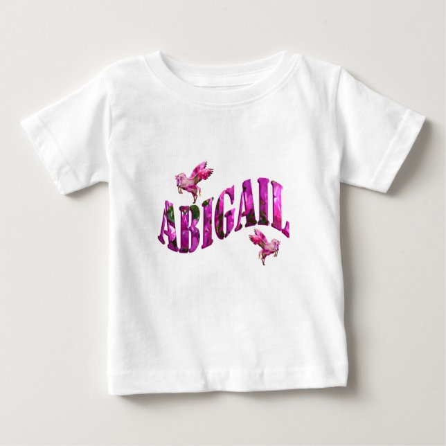 Abigail Name With Unicorns, Baby T-Shirt (Front)