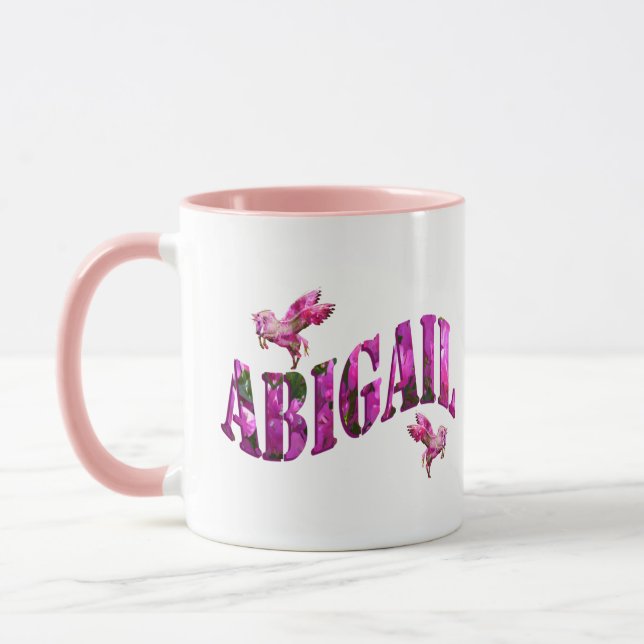 Abigail Name With Unicorns, Mug (Left)