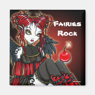 "Abigail" Red Gothic Fire Fairy Angel Magnet