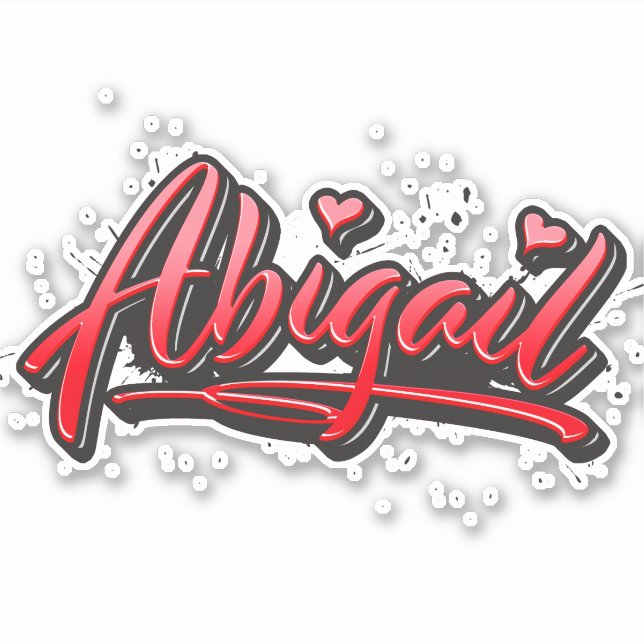 Abigail red Heart Graffiti Sticker (Front)