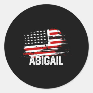 Abigail Usa Flag Personalised 4th Of July Abigail  Classic Round Sticker
