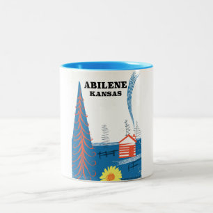 Abilene Kansas vintage style travel poster Two-Tone Coffee Mug