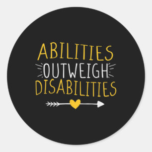 Abilities Outweigh Disabilities Autism Awareness M Classic Round Sticker