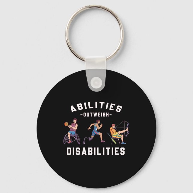 Abilities Outweigh Disabilities Running Marathon 1 Key Ring (Front)