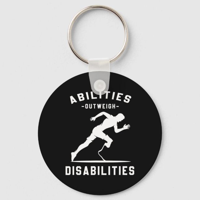 Abilities Outweigh Disabilities Running Marathon  Key Ring (Front)