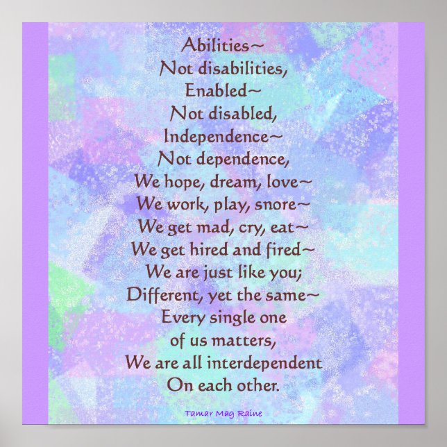 Abilities Poem Poster (Front)