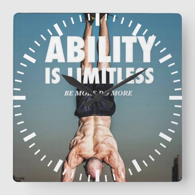Ability Is Limitless - Workout Motivational Square Wall Clock (Front)