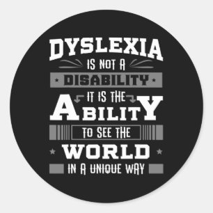 Ability Ribbon Learning Disability Dyslexic Gift Classic Round Sticker