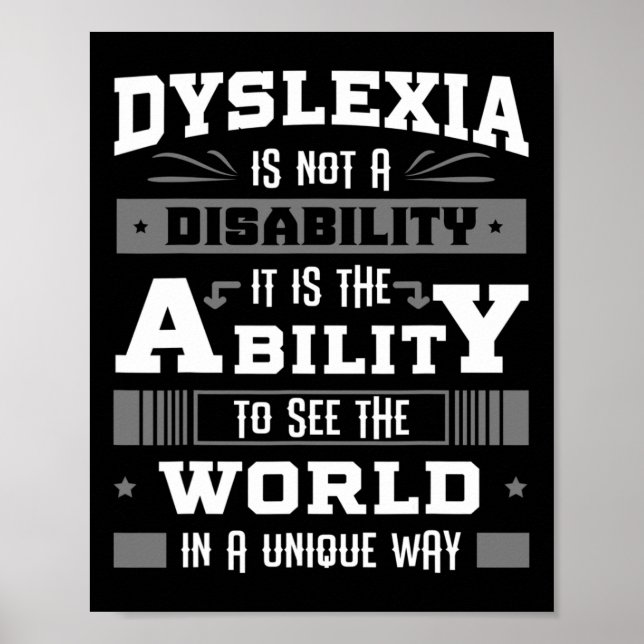 Ability Ribbon Learning Disability Dyslexic Gift  Poster (Front)