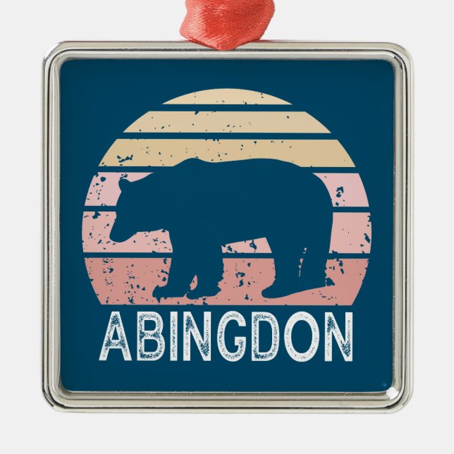 Abingdon Virginia Retro Bear Metal Ornament (Front)