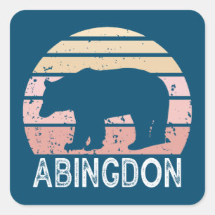 Abingdon Virginia Retro Bear Square Sticker