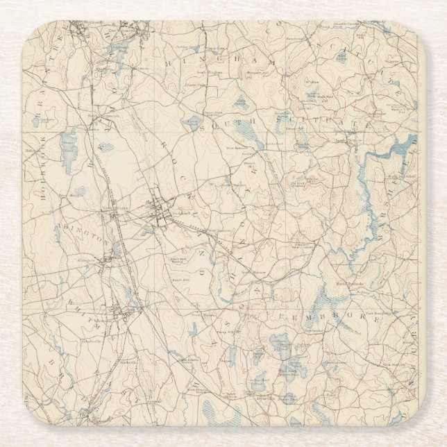 Abington, Massachusetts Square Paper Coaster (Front)
