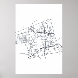 Abington Massachusetts Street Map Poster