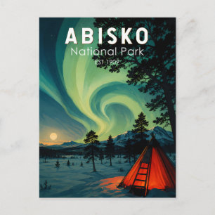Abisko National Park Northern Lights Illustration Postcard