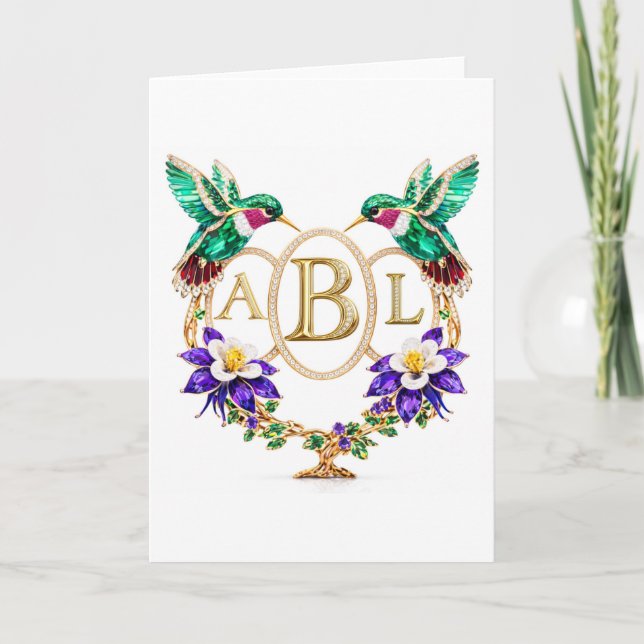 ABL Hummingbird Any Letters Custom Folded Wedding Invitation (Front)