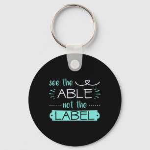 Able Not Label Heart Support Special Ed Awareness Key Ring