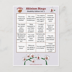 Ableism Bingo Card Disability Edition Volume 2