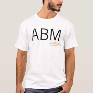 ABM white tee with black writing