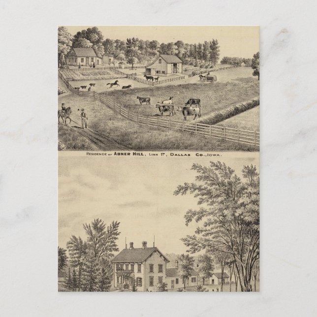 Abner Hill and John Barto residences Postcard (Front)