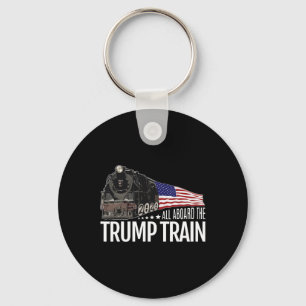 Aboard The Trump Train 2020 American Flag Reelect  Key Ring