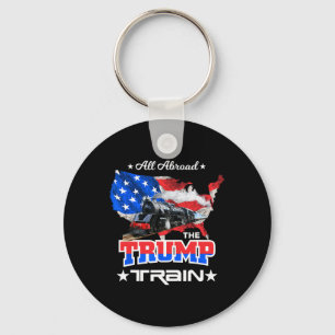Aboard The Trump Train 2022 American Flag Key Ring