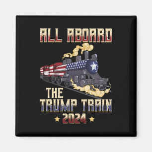 Aboard The Trump Train 2024 American Flag 1 Magnet