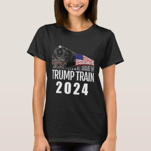 Aboard The Trump Train 2024 American Flag 2  T-Shirt