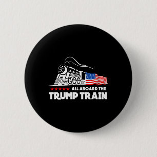 Aboard The Trump Train 2024 American Flag 6 Cm Round Badge