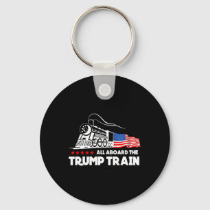 Aboard The Trump Train 2024 American Flag  Key Ring