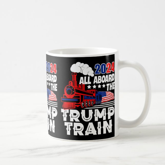 Aboard The Trump Train 2024 American Flag Trump 20 Coffee Mug (Right)