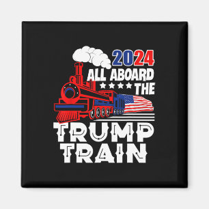 Aboard The Trump Train 2024 American Flag Trump 20 Magnet