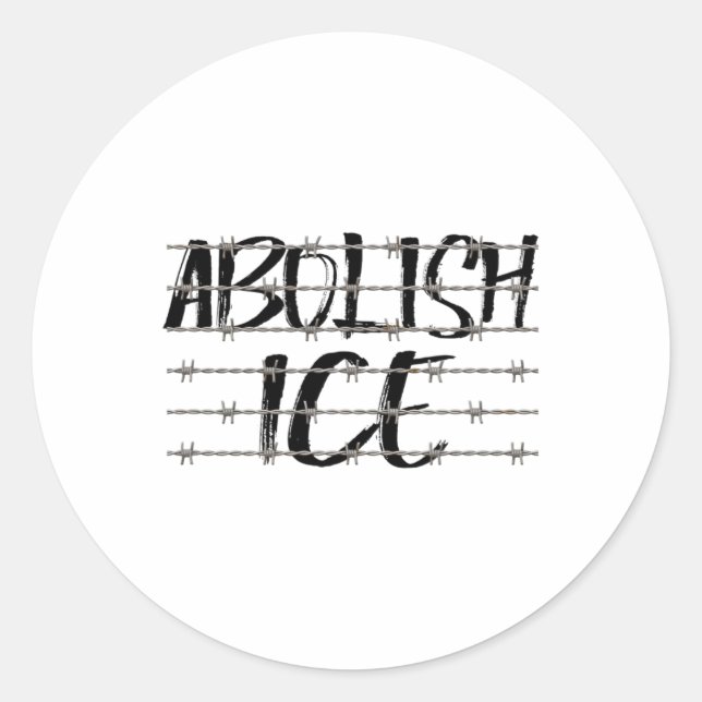 Abolish Ice Byrbed Wire Protest And Resist Support Classic Round Sticker (Front)