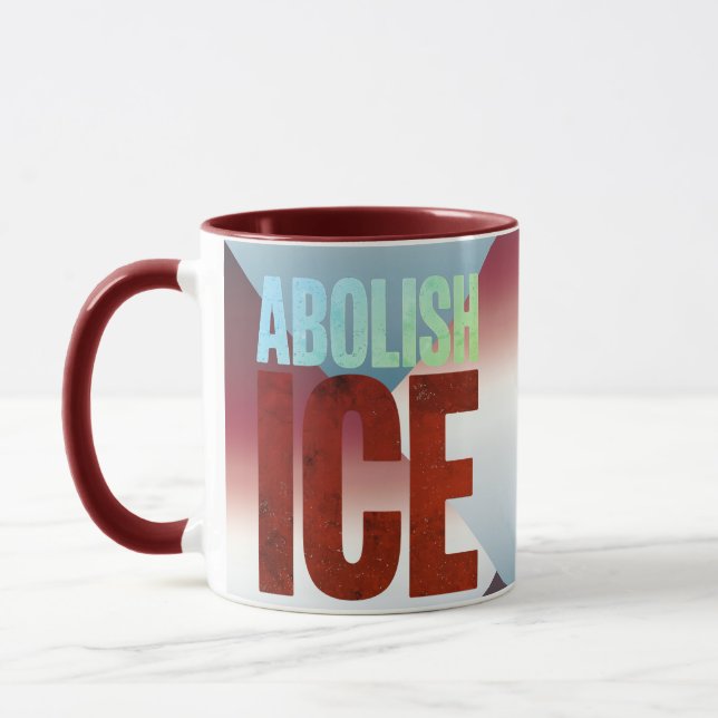 Abolish ICE Minimalist Protest Typography Design Mug (Left)