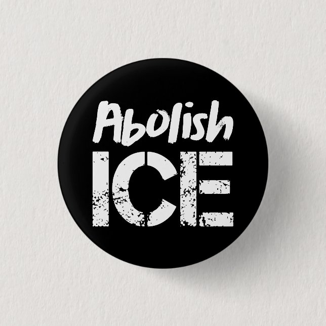 Abolish ICE | White on Black 3 Cm Round Badge (Front)