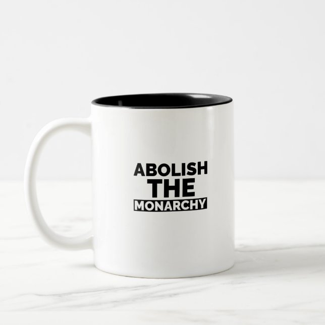 Abolish the monarchy Two-Tone coffee mug (Left)