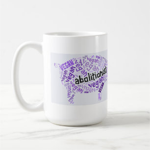 "Abolitionist Vegan" Word-Cloud - Piggy & Quote Coffee Mug