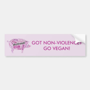 "Abolitionist Vegan" Word-Cloud - Pink Pig & Quote Bumper Sticker