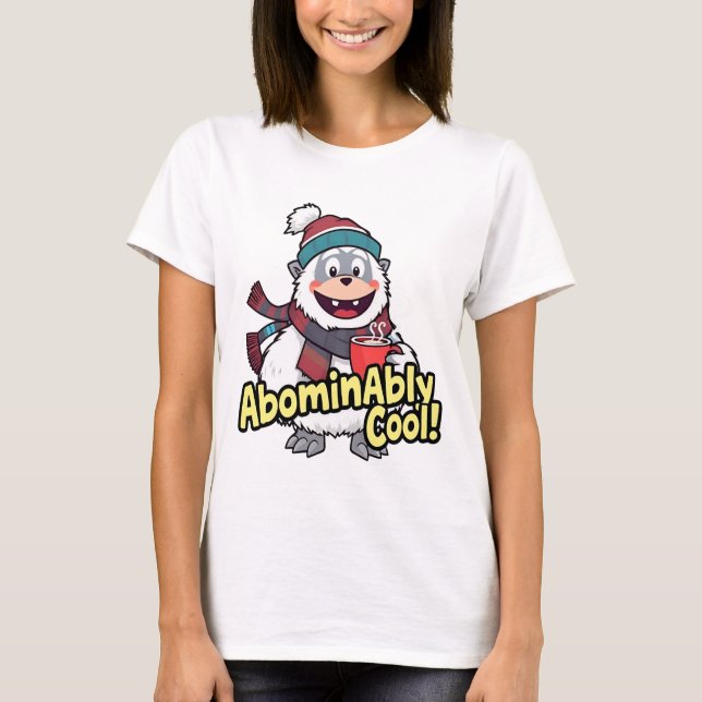 Abominably Cool Winter Yeti Design T-Shirt (Front)