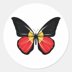 Aborigin Butterfly Flag Classic Round Sticker