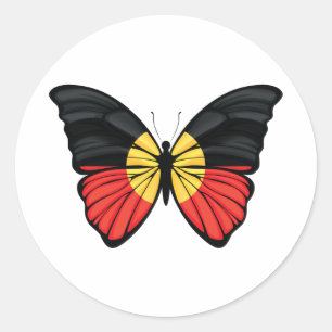 Aborigin Hypolimnas Butterfly Classic Round Sticker