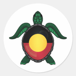 Aborigin sea turtle flag classic round sticker