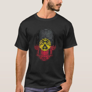 Aborigin Skull And Roses Flag T-Shirt