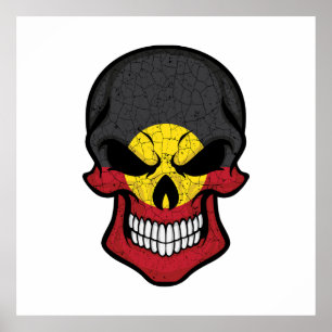 Aborigin Smiling Skull Flag Poster