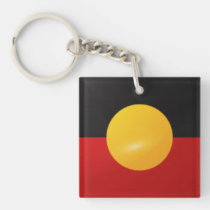 Aborigin square glossy flag key ring