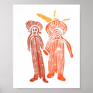 aboriginal art ancient idol symbol petroglyph aust poster