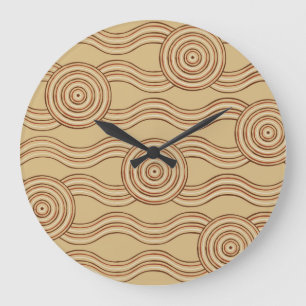 Aboriginal art earth large clock