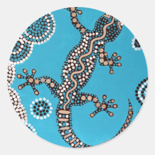 Aboriginal Art, Gecko, Point Painting, Dot Paintin Classic Round Sticker
