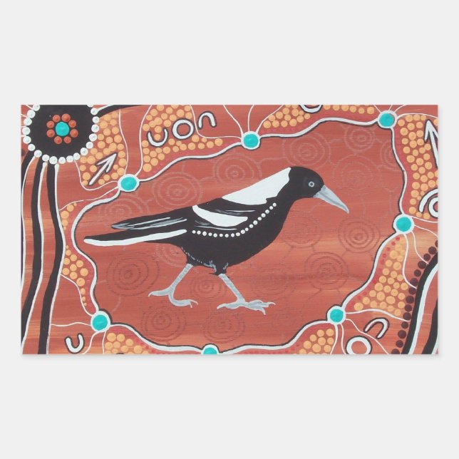 Aboriginal Art Magpie Dreaming Stickers (Front)