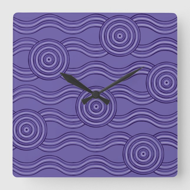 Aboriginal art melaleuca square wall clock (Front)