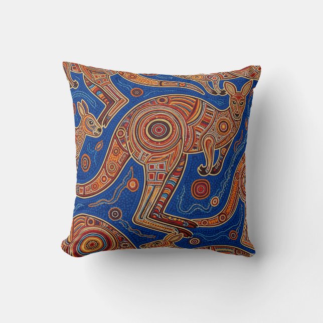 ABORIGINAL ART OF KANGAROO CUSHION (Front)